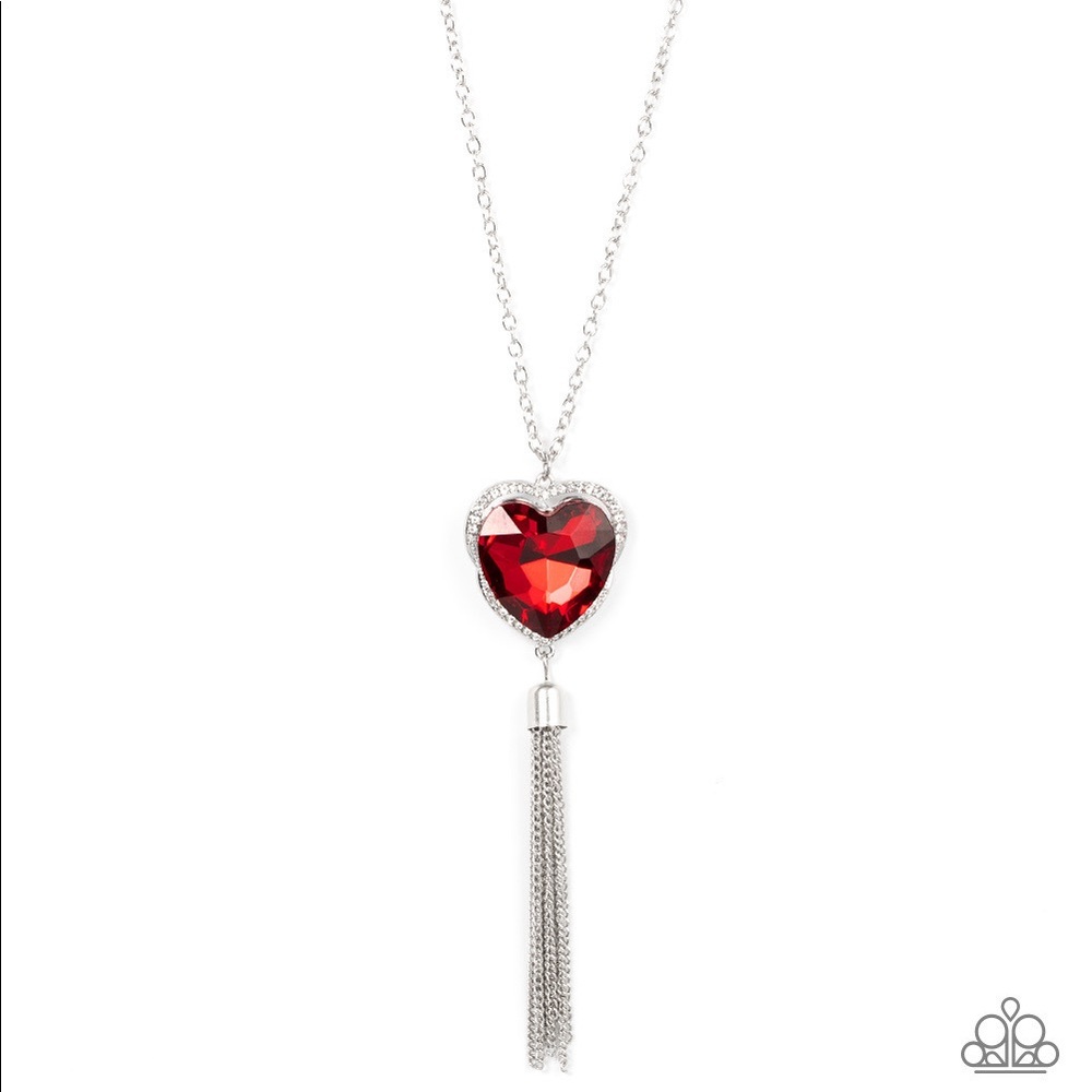 2 piece red heart necklace and bracelet set